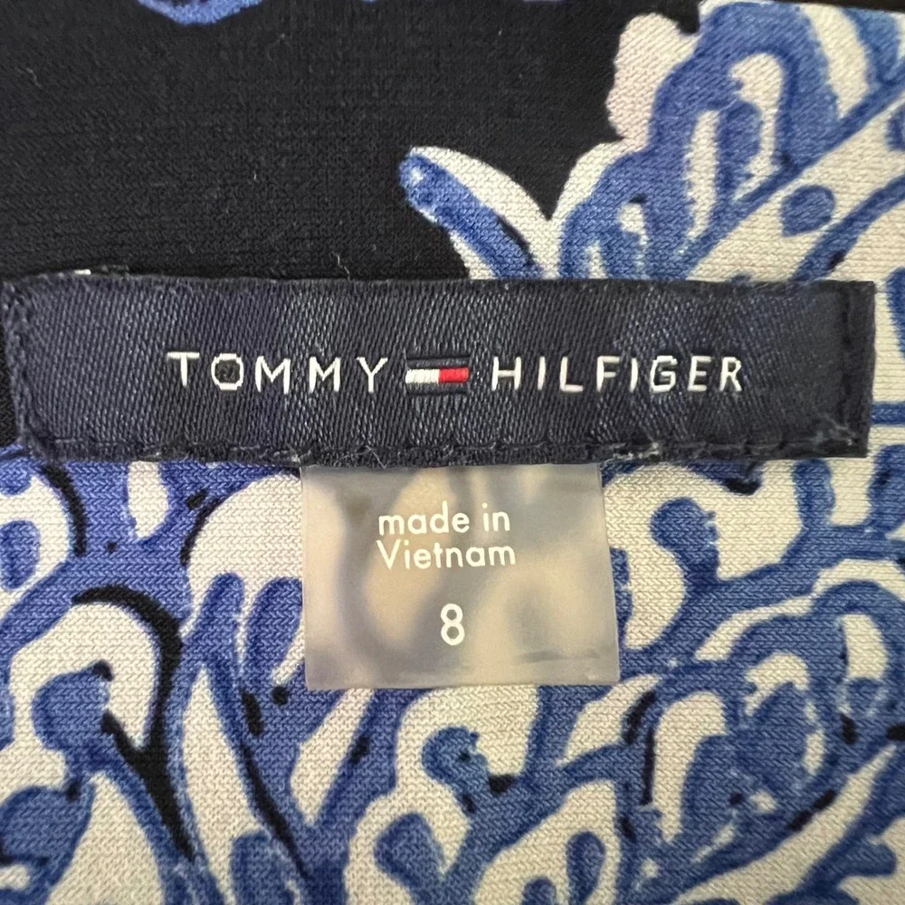 Tommy Hilfiger Paisley Floral Sheath Dress 8 Blue White Sleeveless Coastal Mod - Picture 6 of 7